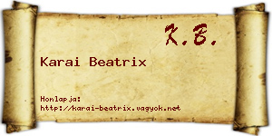 Karai Beatrix névjegykártya